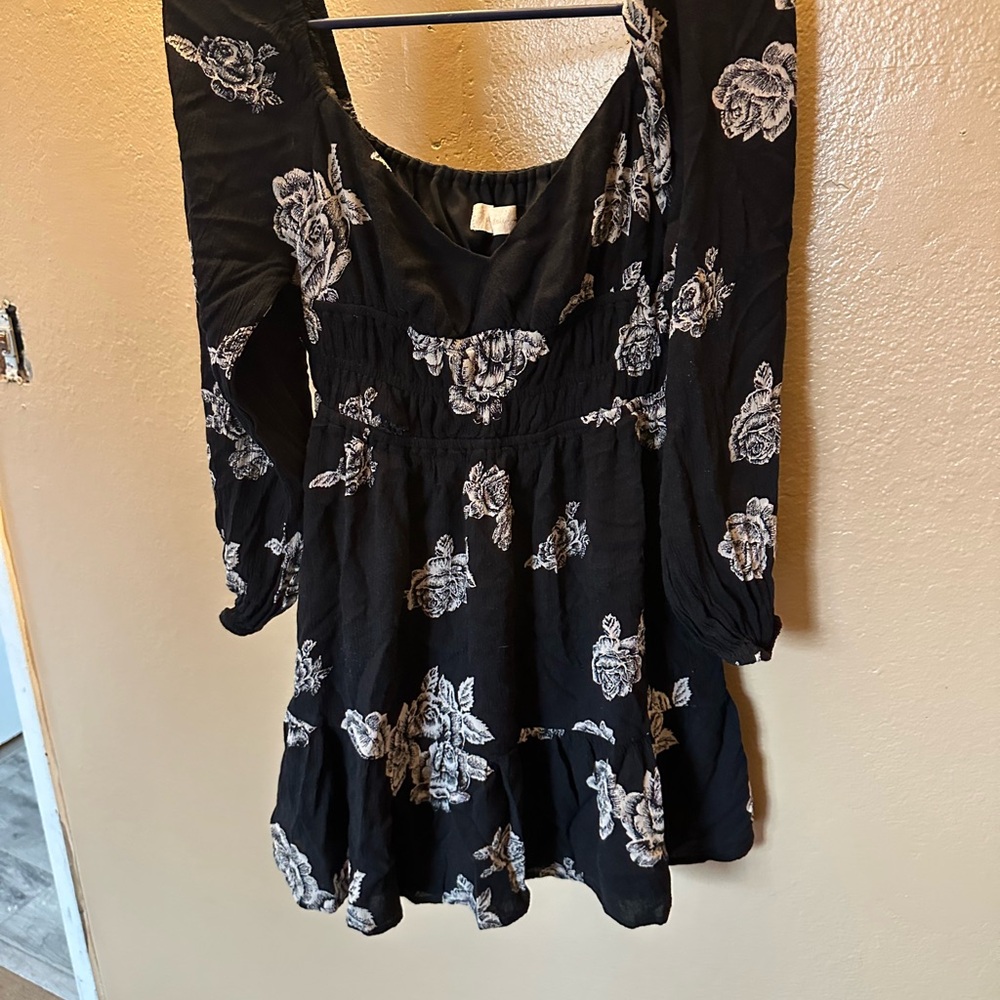 Altar'd State Black Ruffled Smocked Blouse